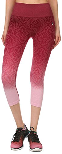 Simplicity Junior's Activewear Seamless Printed Capri Leggings Yoga Pants