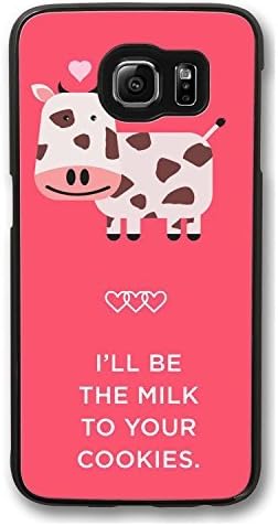 S6 Case, Galaxy S6 Case, Cute Cow Milk Pink Samsung Galaxy S6 Case Cover Hard PC Black Shock-Absorption Bumper Case for Samsung Galaxy S6