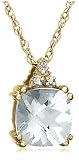 10k Yellow Gold, March Birthstone, Aquamarine and Diamond Pendant