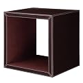 Faux-Leather Square Wall Shelf - Brown (Medium)