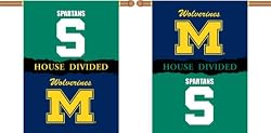 Michigan Wolverines and Michigan State Spartans House Divided Two Sided 28" x 40" Banner