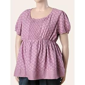 Motherhood Maternity: Plus Size Short Sleeve Scoop Neck Smocked Waist Maternity Shirt