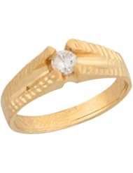 14k Real Yellow Gold White CZ Thin Modern Sleek Baby Girl Ring