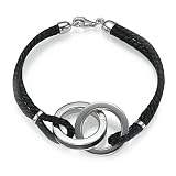 Sterling Silver Interlocking Ring Bracelet w/ Cotton Cord