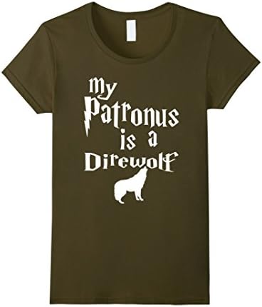 Women's My Patronus Is A Direwolf Shirt Large Olive