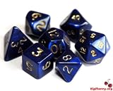 Big Cherry Poly Dice Set, Mini Pearl Blue, 7 Polyhedron Dice D4 D6 D8 D10 D12 D20 D00