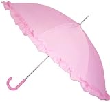Pink Ruffle Parasol Umbrella; Can be used in the Rain or Sun (Great Gift for Women & Girls)