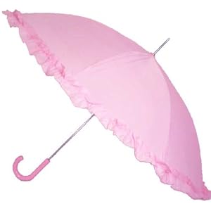 Pink Ruffle Parasol Umbrella; Can be used in the Rain or Sun (Great Gift for Women & Girls)