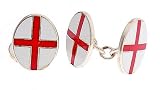 Handmade sterling silver and enamel English Flag or George Cross cufflinks with presentation box. Made in England