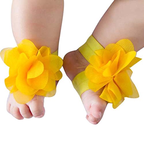 FEITONG@ 2016 0-12M Baby Toddler Infant Girls Barefoot Beach Sandals Shoes (Yellow)