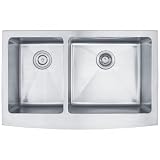 Kraus KHF204-33 33-Inch Farmhouse Apron 60/40 Double Bowl 16 Gauge Kitchen Sink, Stainless Steel