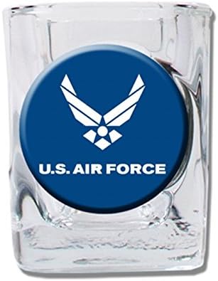 U.S. AIR FORCE 2oz Square Shot with Crystal Coat Emblem
