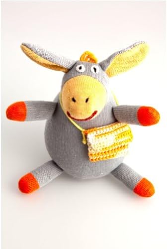 Ukrainian Stuffed Knitted Animal Toy Donkey 8" Organic Washable Doll