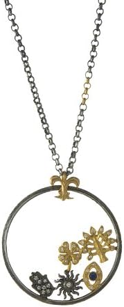 Silver-14KT Pendant w/Diamond Pendants LOBSTER-CLAW-CLASP 16 inches