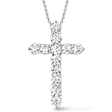 Diamond Cross Pendant Necklace 14k White Gold (3.00ct)