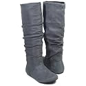 ZULU Flat Heel Suede Winter Boots Charcoal Grey