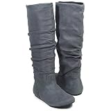 ZULU Women Slouch Micro Suede Boots Charcoal Grey