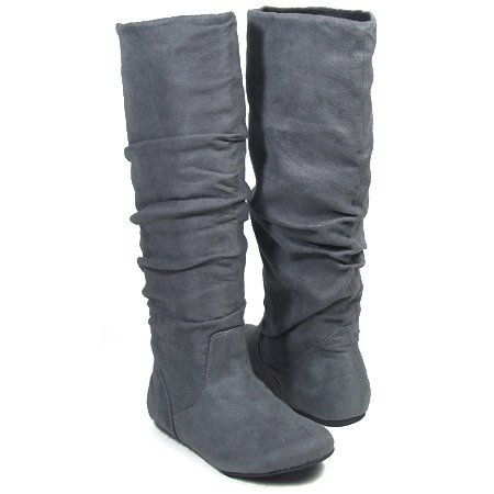 ZULU Women Slouch Micro Suede Boots Charcoal Grey