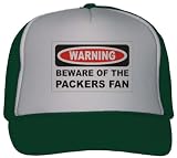 WARNING BEWARE OF THE PACKERS FAN Adult Mesh Back Trucker Cap / Hat FOREST