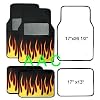 A Set of 4 Universal Fit Fire Flame Carpet Floor Mats for Cars / Truck - Black Yellow