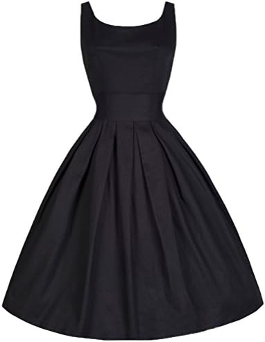 Phoenx Womens Audrey Hepburn Elegant Pompon Cotton Sleeveless Long Dress