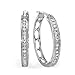 Sterling Silver Round Diamond Huggie Hoop Earrings title=