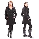 Ladies Black Long Winter Womens Wool Trench Coat Mac Size 8-14