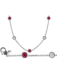 Original Star K (tm) 72 Inch Gems By The Yard Necklace With Cubic Zirconia And Created Ruby in 925 Sterling Silver