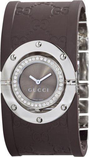 GUCCI Womens YA112428 112 Twirl GG Rubber Diamond Watch