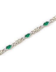 14kt Yellow Gold Oval Emerald and Diamond Bracelet