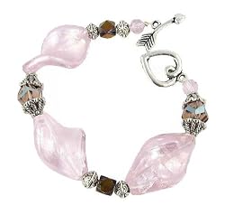 Bracelet - B3 - Handmade Murano Glass & Fire-Polished Beads - Lg Twists - Toggle Closure ~ Pink