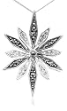 Sterling Silver Marcasite & Cubic Zirconia Flower Necklace