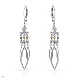 Earrings With Genuine Diamonds Beautifully Crafted in White Gold Length 55mm