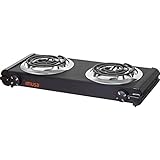 IMUSA USA GAU-80306 1500W Electric Double Burner, Black