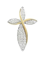 14K Two-Tone Gold Diamond Cross Pendant - 0.38 Ct. -- LIFETIME WARRANTY