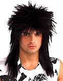 80s Rock Star Unisex Black Hair Band Rocker Costume Wig [Apparel]