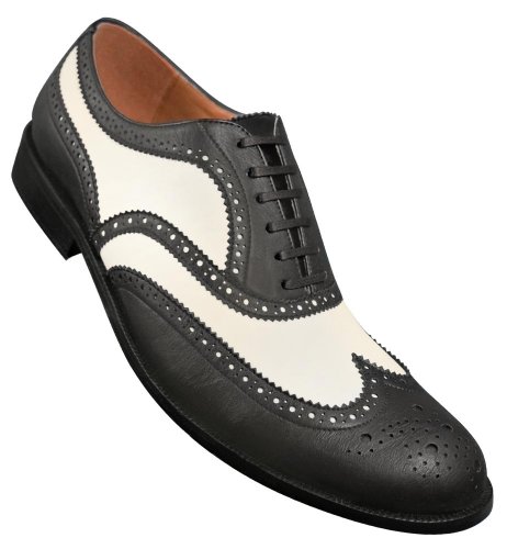 Aris Allen Men's 1950s Black and White Wingtip Dance Shoe