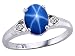 Jewelry : 1.54 cts Lab Created Star Sapphire and Genuine Diamond Ring - 14kt White or Yellow Gold