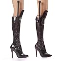 511-Sadie Knee High Boot With Red Heel and Leather Whip High Heel Shoes