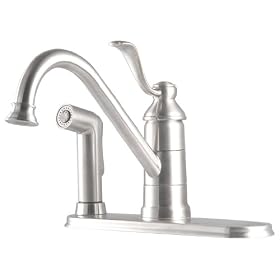 Price Pfister T34-3PS0 Single Handle Kitchen Faucet with Sidespray, Stainless Steel