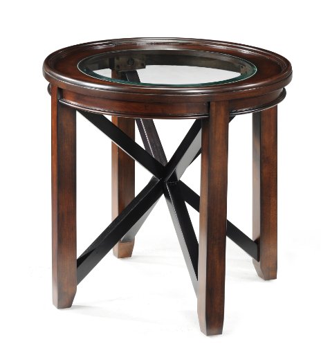 Magnussen T1758 Axial Sienna and Ebony Finish Wood and Glass Oval End Table