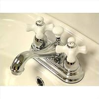 Centerset Bathroom Faucet with Porcelain Cross Handles Finish: Polished Chrome