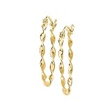 14K Yellow Gold 12 MM Twisted Tube Hoop Earrings