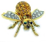 18k Gold, Diamonds and Yellow Sapphire Bee Brooch