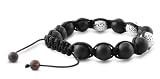 Tibetan Knotted Bracelet - Onyx Bracelet W/ 3 Silver Beads - Bead Size: 10mm, Adjustable Length