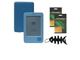 iShoppingdeals - Blue Soft Skin Case + Screen Protector + Fishbone Keychain for Kobo eBook eReader