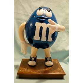 M&M Collectible -- Blue M & M with Black/White Shoes -- Figure AS SHOWN -- Pull Down Arm For M&M Candy to Dispense