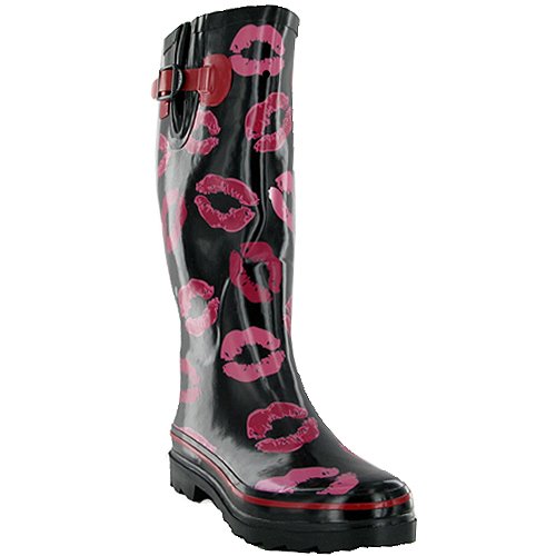 P08 Neu Schwarze Kuss Damen Gummistiefel Gr. 36-41