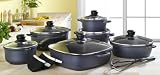 Karcher 112570 Kochtopf Set - Hochwertiges 12-teiliges Aluguss Kochtopf Set mit Rechteckpfanne - Akzo Nobel Marrlite Antihaftbeschichtung blau