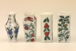 Dollhouse Miniature Set of 4 Vases with Fruits and Berries